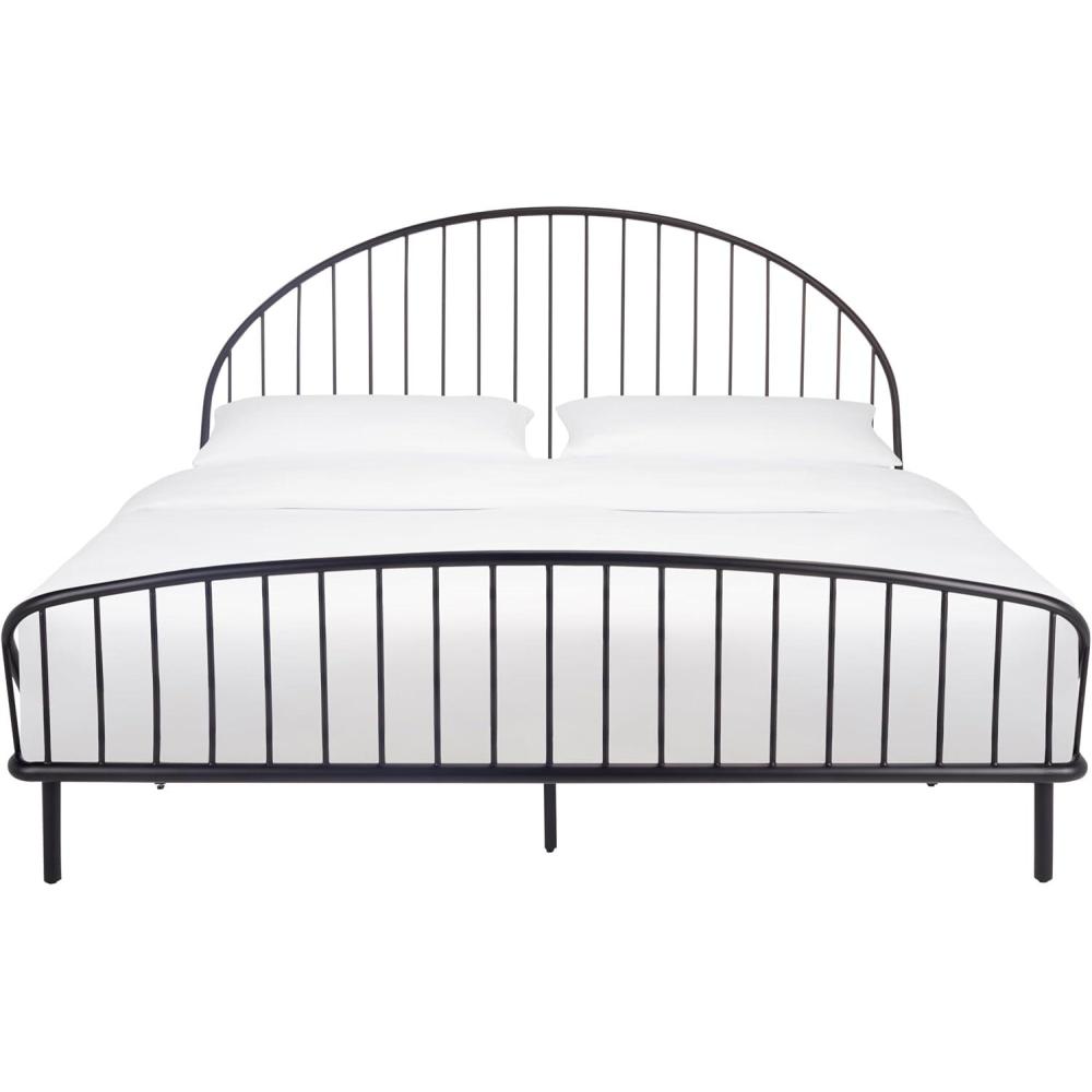 image:imageSAFAVIEH Couture Collection Sheeran Black Metal King Spindle Bed Modern Farmhouse Bedroom Frame SFV9561AKBlack