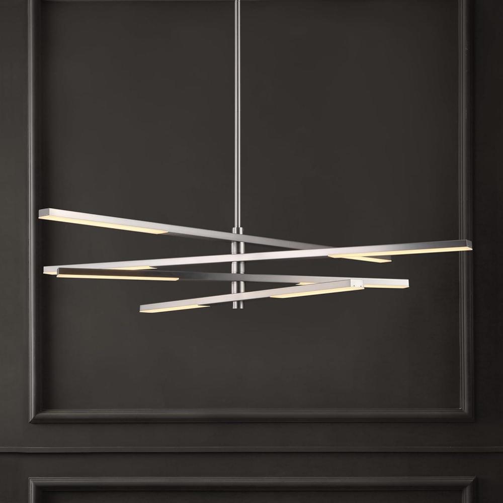 image:imageSAFAVIEH Couture Collection Oswalt Nickel Metal LED Adjustable Hanging Chandelier Light Fixture