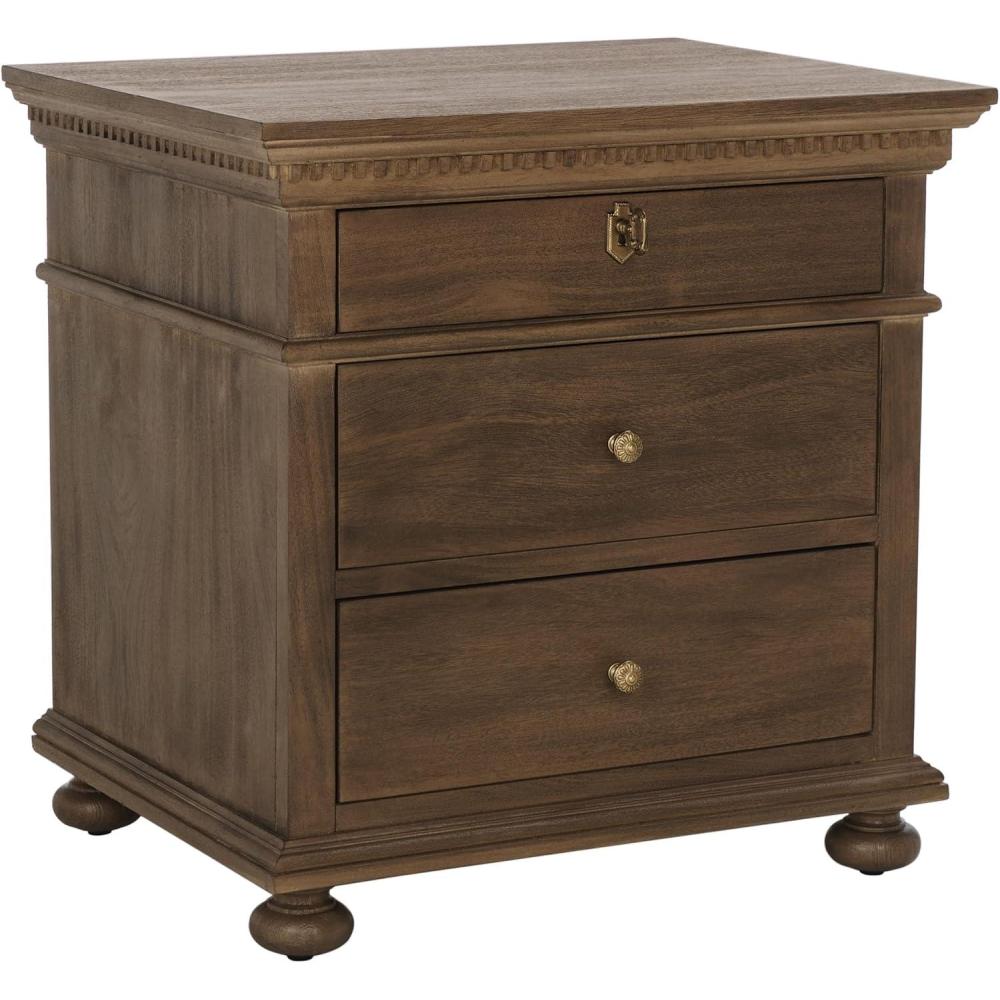 image:imageSAFAVIEH Couture Home Collection Allisyn Brown 3Drawer Wood Nightstand Table Fully AssembledBrown