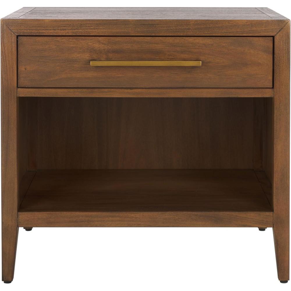 image:imageSAFAVIEH Couture Home Collection Ariella Light Grey 1Drawer 1Shelf Wood Nightstand Table Fully AssembledBrown
