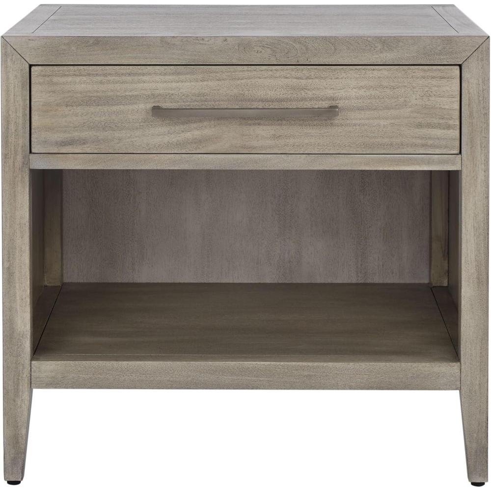 image:imageSAFAVIEH Couture Home Collection Ariella Light Grey 1Drawer 1Shelf Wood Nightstand Table Fully AssembledLight Grey