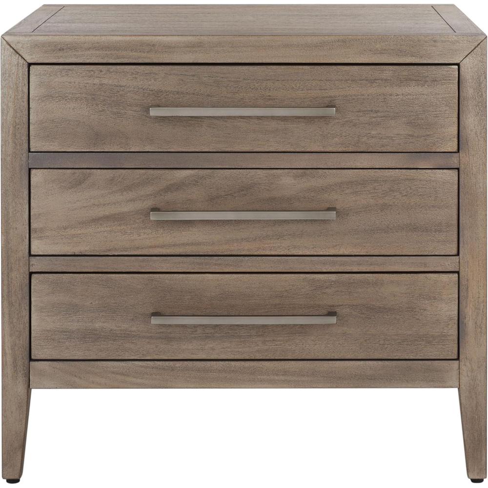 image:imageSAFAVIEH Couture Home Collection Ariella Light Grey 3Drawer Wood Nightstand Table Fully AssembledLight Brown