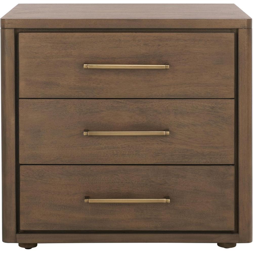 image:imageSAFAVIEH Couture Home Collection Rosey Light Grey 3Drawer Wood Nightstand Table Fully AssembledBrown