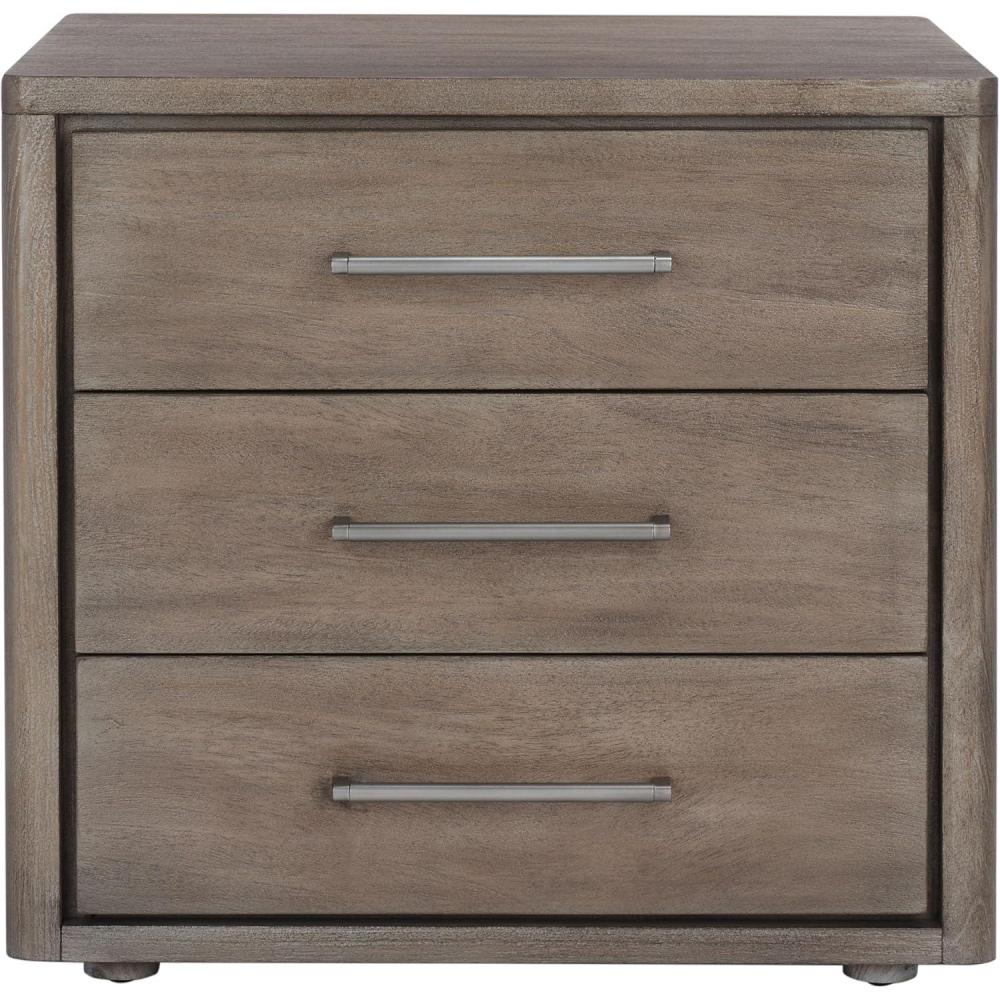 image:imageSAFAVIEH Couture Home Collection Rosey Light Grey 3Drawer Wood Nightstand Table Fully AssembledLight Brown