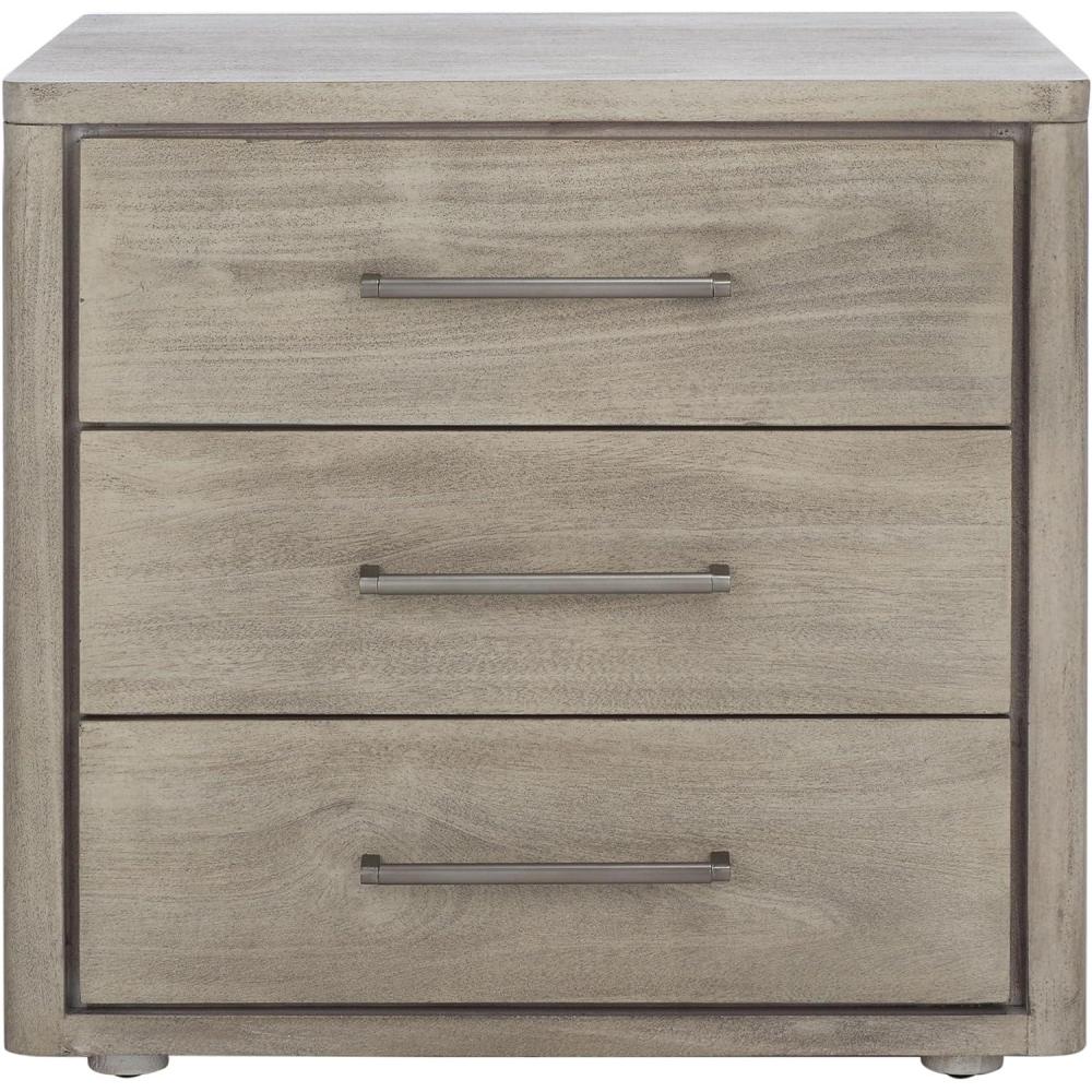 image:imageSAFAVIEH Couture Home Collection Rosey Light Grey 3Drawer Wood Nightstand Table Fully AssembledLight Grey