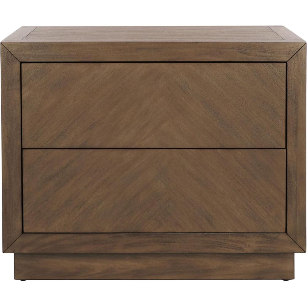 image:imageSAFAVIEH Couture Home Collection Steve Light Brown 2Drawer Wood Nightstand Table Fully AssembledBrown