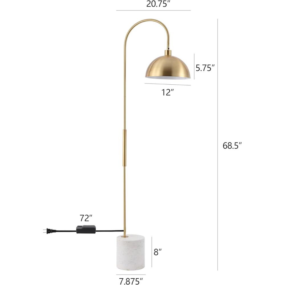 image:imageSAFAVIEH Couture Lighting Collection Rosabellina Gold amp White 68Inch Dimmable Marble Floor Lamp Modern Arched Metal Shade LED Bulb Included CTL1104A