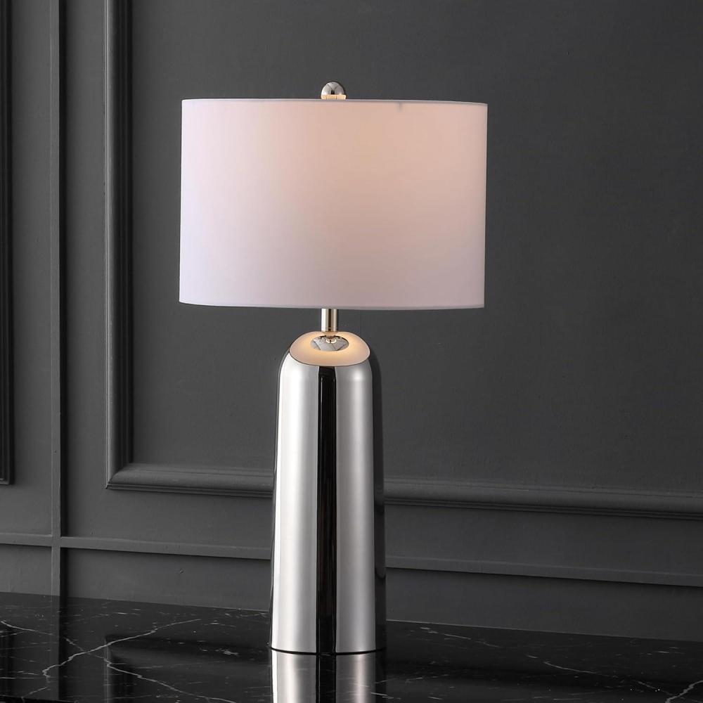 image:imageSAFAVIEH Couture Lighting Collection Chadric SilverWhite 29inch Table Lamp for Bedroom Living Room Home Office Desk Nightstand LED Bulb IncludedSilverWhite