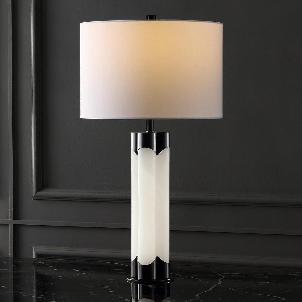 image:imageSAFAVIEH Couture Lighting Collection Chavez AlabasterGold 28inch Bedroom Living Room Home Office Desk Nightstand Table Lamp LED Bulb IncludedWhiteBlack