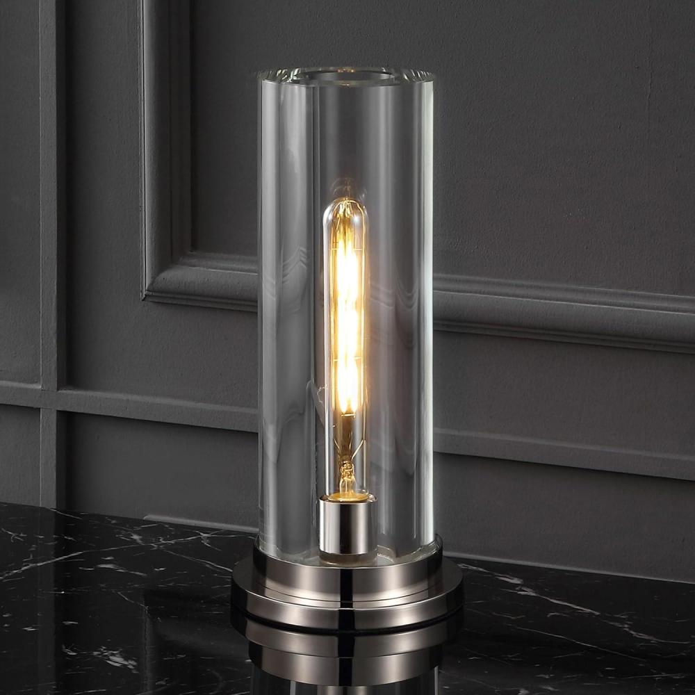 image:imageSAFAVIEH Couture Lighting Collection Dellanora SilverClear Tube 14inch Dimmable Table Lamp LED Bulbs Included