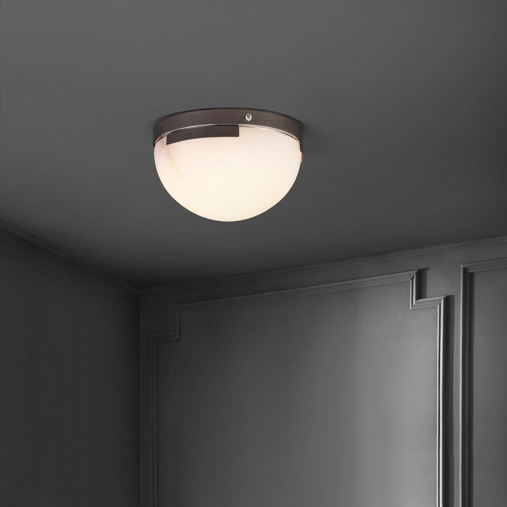 image:imageSAFAVIEH Couture Lighting Collection Eddie SilverOffWhite Alabaster Flush Mount Ceiling Light LED Bulb IncludedSilverOff White