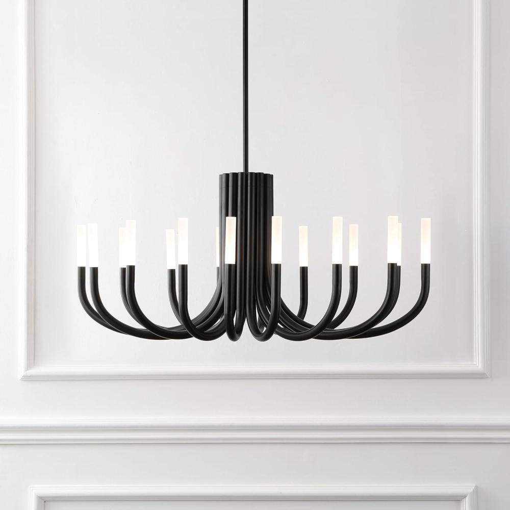 image:imageSAFAVIEH Couture Lighting Collection Evonne Silver 12Light Adjustable Hanging Chandelier Light Fixture LED Bulbs IncludedBlack