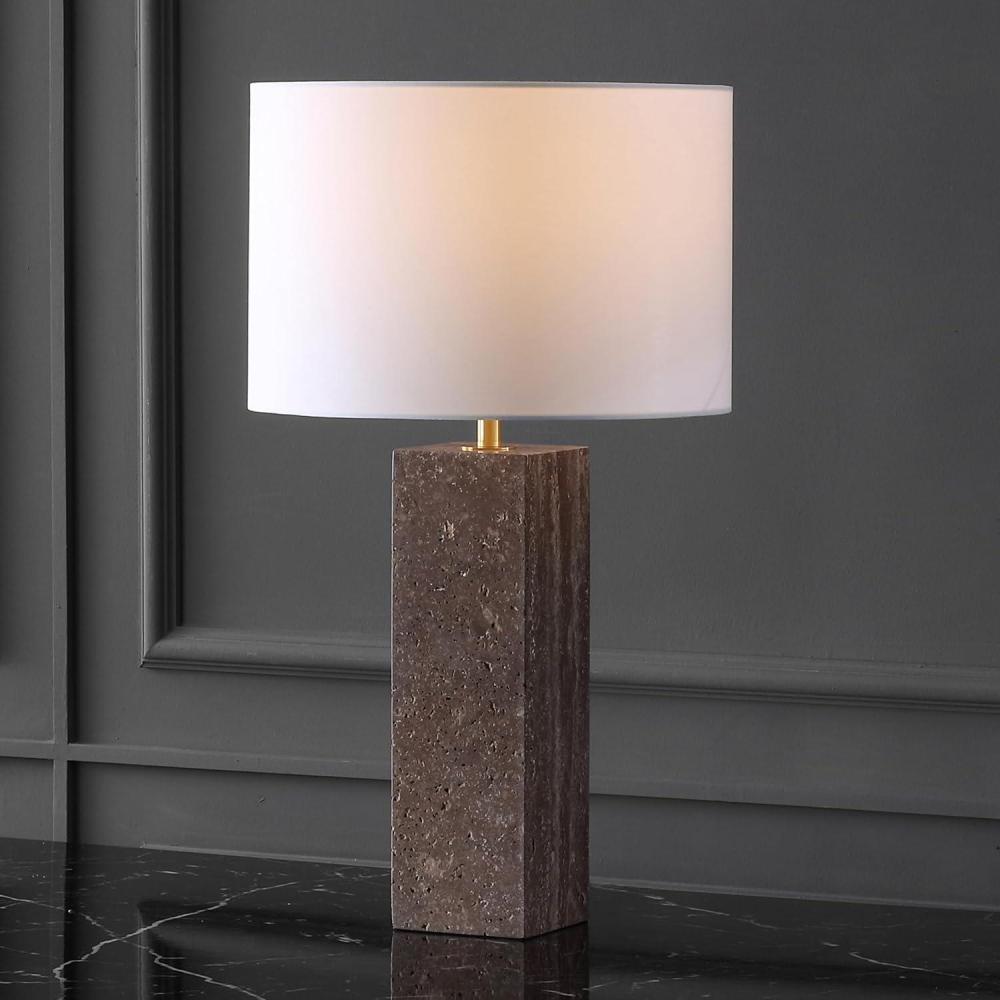 image:imageSAFAVIEH Couture Lighting Collection Feliciano Dark BrownWhite 26inch Dimmable Table Lamp for Bedroom Living Room Home Office Desk Nightstand LED Bulb Included