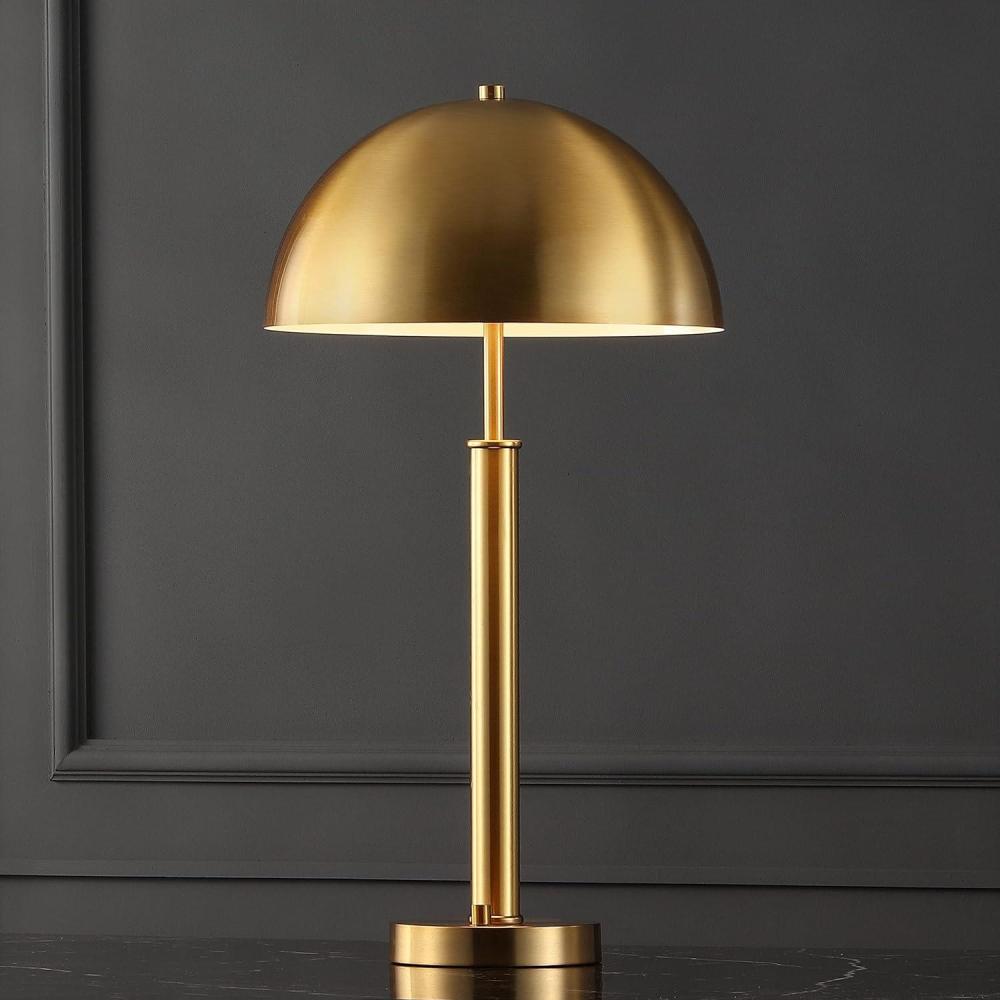 image:imageSAFAVIEH Couture Lighting Collection Harvey Modern Metal Dome Nickel 26inch Bedroom Living Room Home Office Desk Nightstand Table Lamp LED Bulb IncludedGold