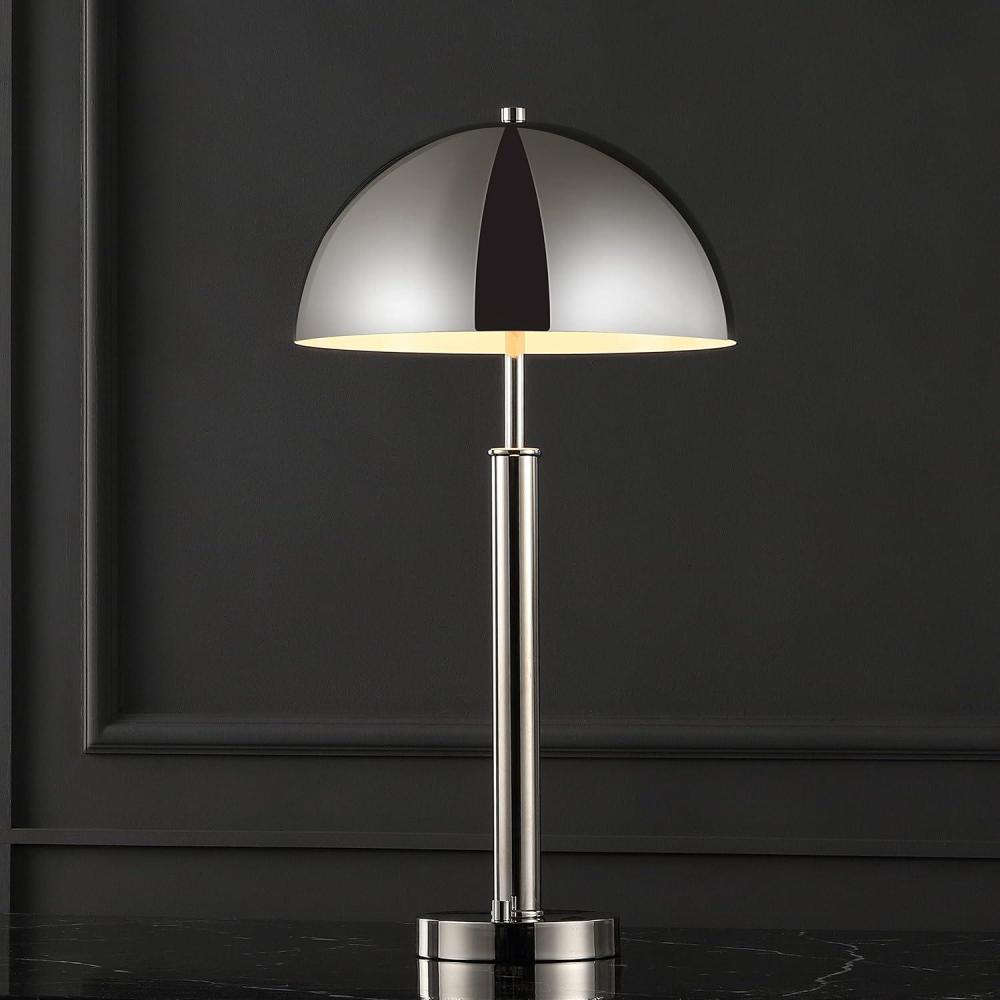 image:imageSAFAVIEH Couture Lighting Collection Harvey Modern Metal Dome Nickel 26inch Bedroom Living Room Home Office Desk Nightstand Table Lamp LED Bulb IncludedNickle