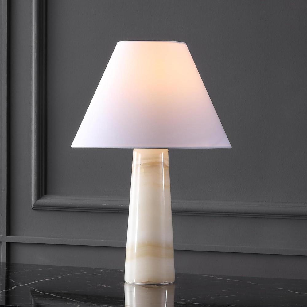 image:imageSAFAVIEH Couture Lighting Collection Jennarose OffWhiteWhite Jade Stone 20inch Dimmable Table Lamp for Bedroom Living Room Home Office Desk Nightstand LED Bulb Included