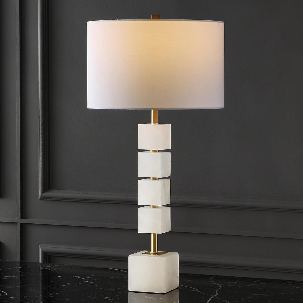 image:imageSAFAVIEH Couture Lighting Collection Johnny AlabasterGold 30inch Bedroom Living Room Home Office Desk Nightstand Table Lamp LED Bulb Included