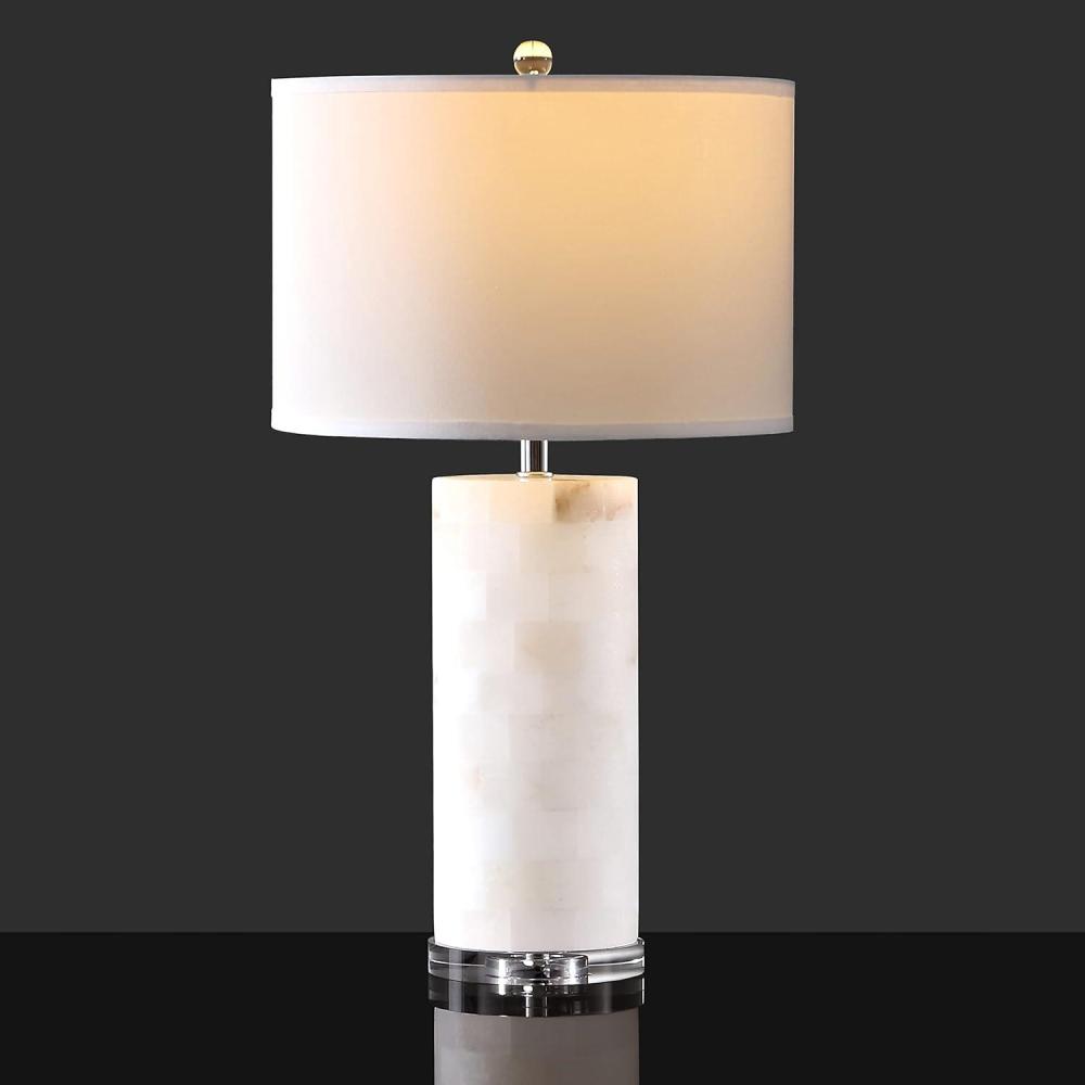 image:imageSAFAVIEH Couture Lighting Collection Massey Handmade White Alabaster 27inch Round Table Lamp