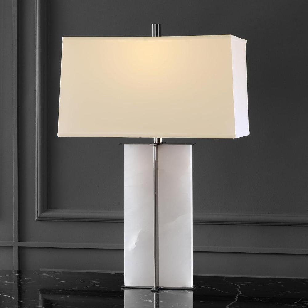 image:imageSAFAVIEH Couture Lighting Collection Natalee GoldWhite Marble 31inch Table Lamp LED Bulbs IncludedBlack  White