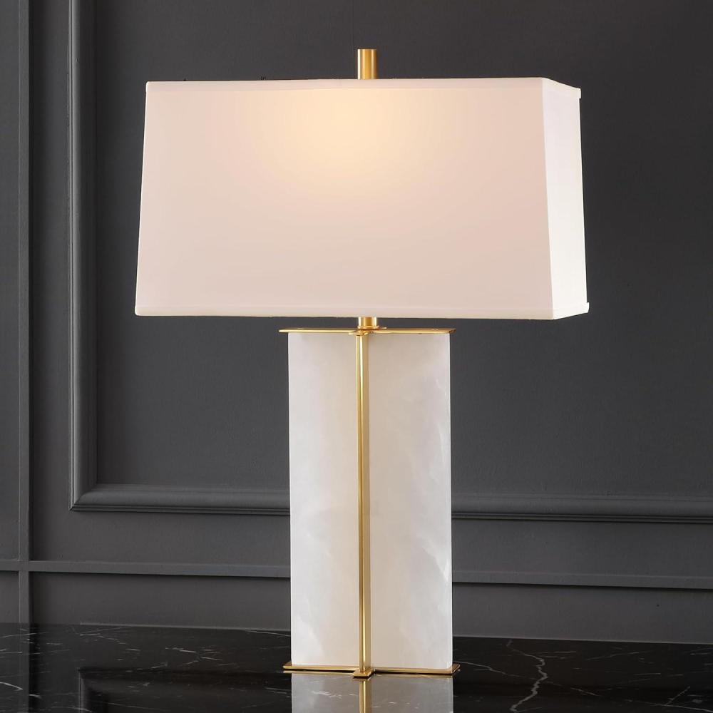 image:imageSAFAVIEH Couture Lighting Collection Natalee GoldWhite Marble 31inch Table Lamp LED Bulbs IncludedGoldWhite