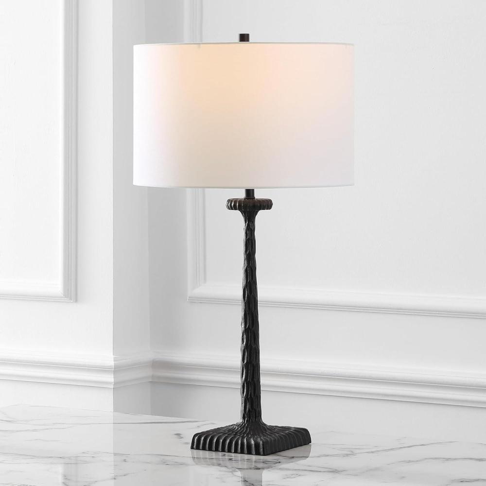 image:imageSAFAVIEH Couture Lighting Collection Roxalina BlackWhite Metal Base 29inch Dimmable Table Lamp LED Bulbs IncludedBlack White