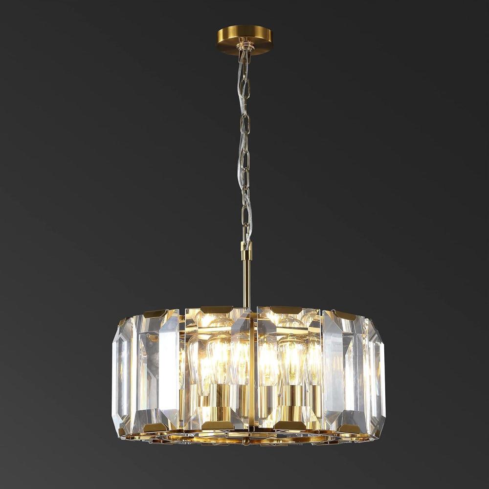 image:imageSAFAVIEH Couture Lighting Collection Symone Art Deco Gold Glass Crystal Chandelier