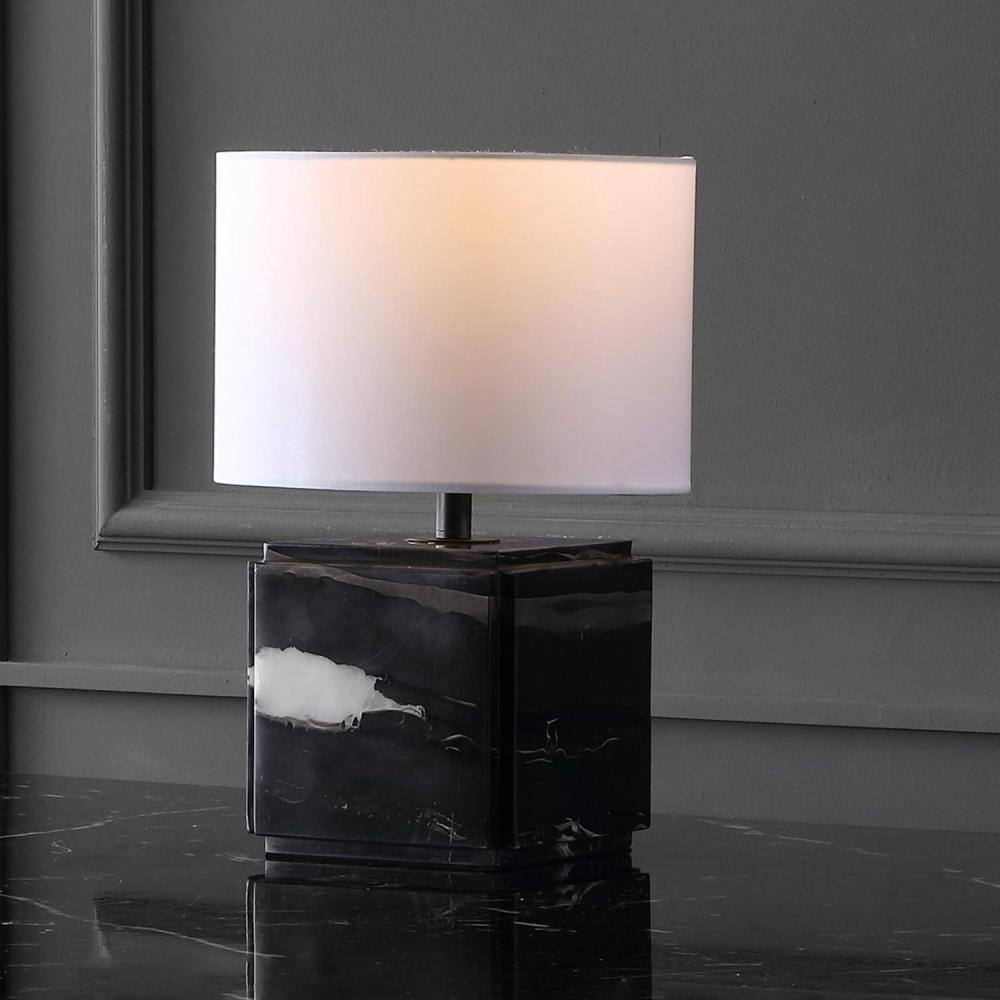 image:imageSAFAVIEH Couture Lighting Collection Zahra BlackWhite Marble 15inch Dimmable Table Lamp for Bedroom Living Room Home Office Desk Nightstand LED Bulb IncludedBlack White