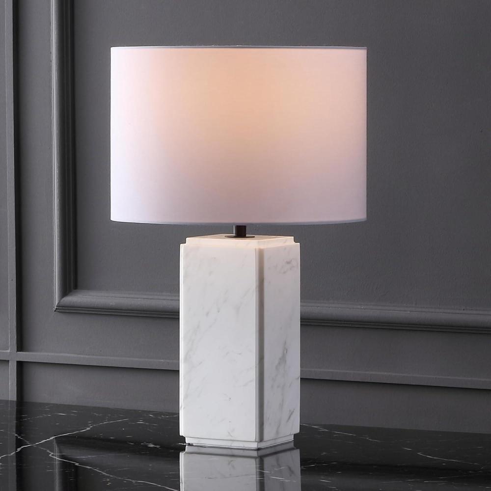 image:imageSAFAVIEH Couture Lighting Collection Zahra White Marble 23inch Dimmable Table Lamp for Bedroom Living Room Home Office Desk Nightstand LED Bulb IncludedWhite