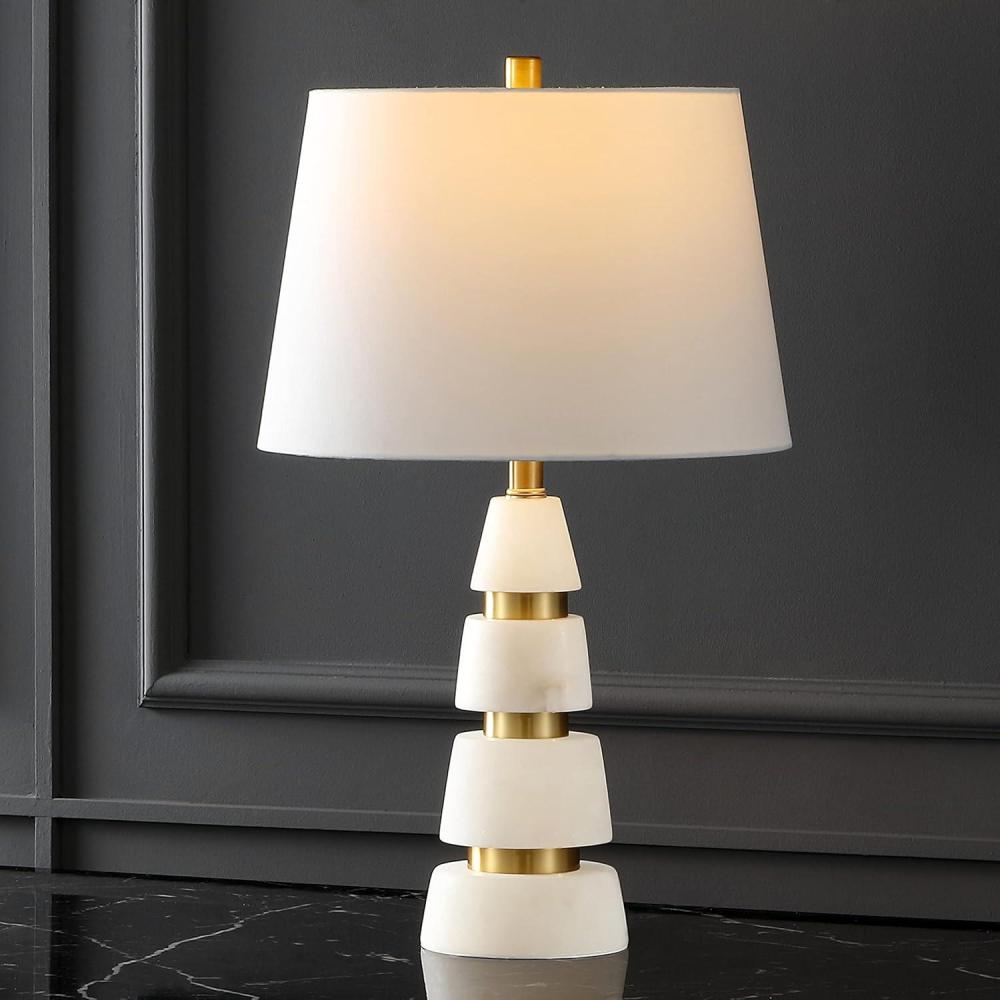 image:imageSAFAVIEH Couture Lighting Collection Zhang Handmade WhiteGold Alabaster 25inch Table LampWhiteGold