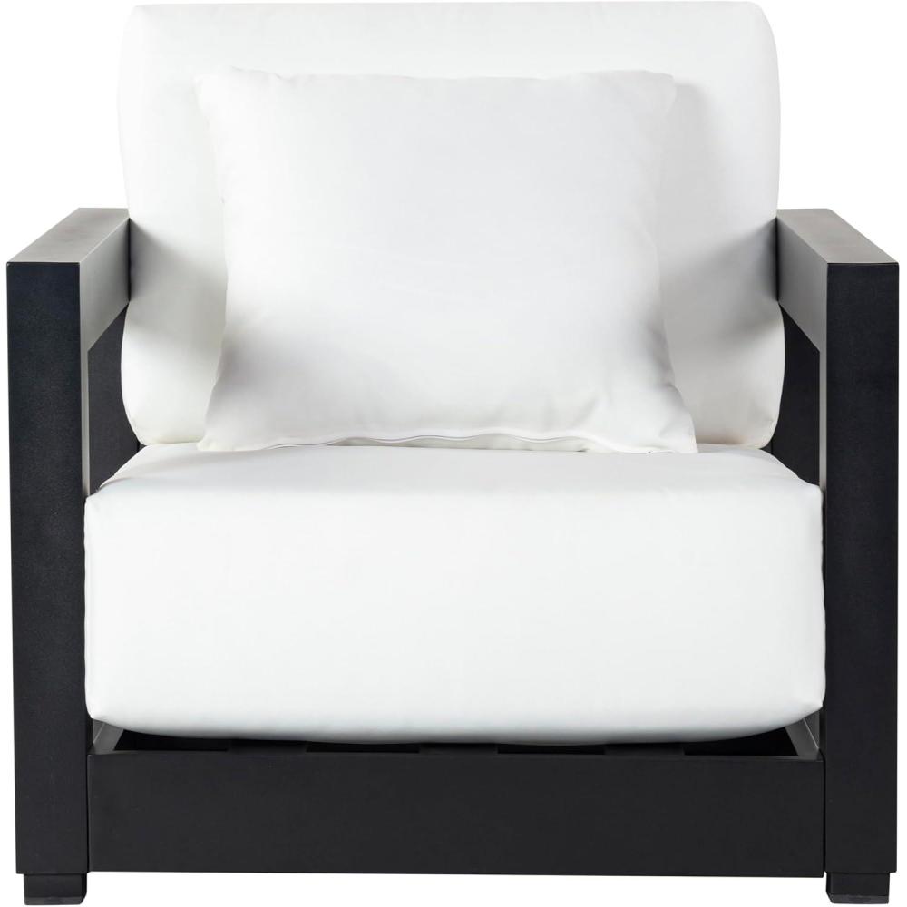 image:imageSAFAVIEH Couture Montford Brazilian Teak IndoorOutdoor Arm ChairBlackWhite