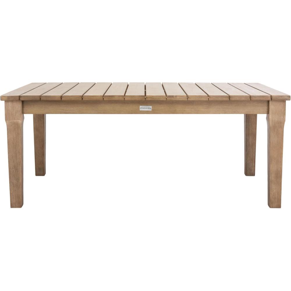 image:imageSAFAVIEH Couture Patio Martinique Natural Wood Outdoor Coffee TableNatural