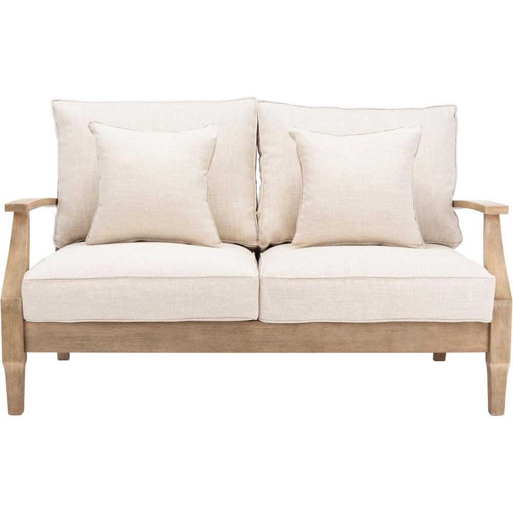 image:imageSAFAVIEH Couture Patio Martinique Natural and White Wood Outdoor Loveseat NaturalWhiteNaturalBeige