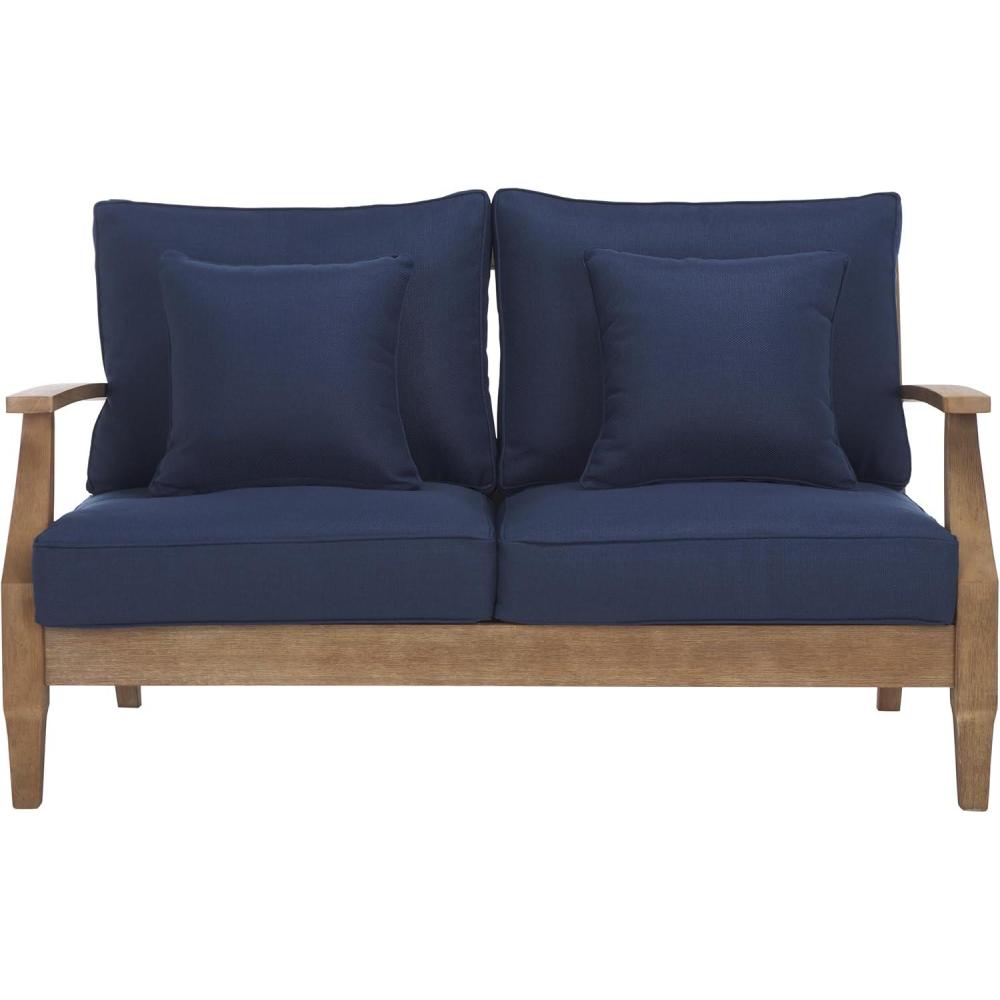image:imageSAFAVIEH Couture Patio Martinique Natural and White Wood Outdoor Loveseat NaturalWhiteNaturalNavy