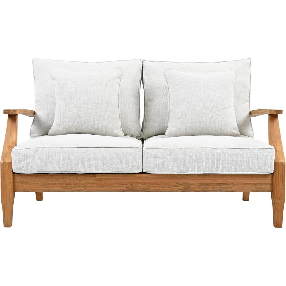 image:imageSAFAVIEH Couture Patio Martinique Natural and White Wood Outdoor Loveseat NaturalWhiteWhiteNatural Teak