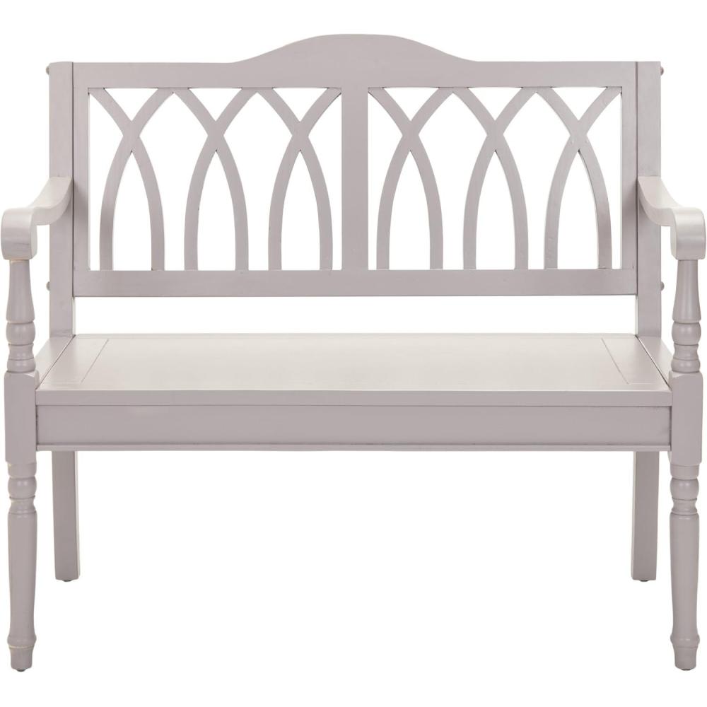 image:imageSAFAVIEH Home Collection Benjamin Brown Solid Wood Accent Bench Indoor Bench for Entryway Bedroom or Living Room AMH6500DQuartz Grey