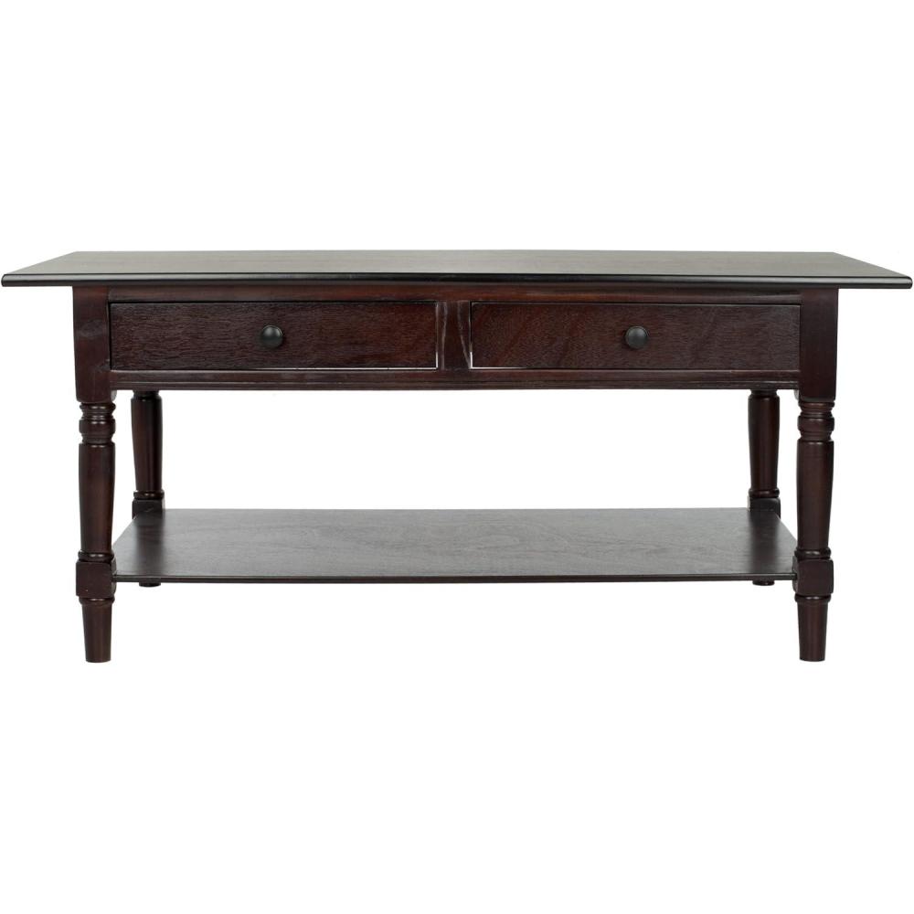 image:imageSAFAVIEH Home Collection Boris Vintage Grey Coffee Table with Drawers amp Shelf Farmhouse Storage Coffee Table Carved Detail Design AMH5706ADark Cherry