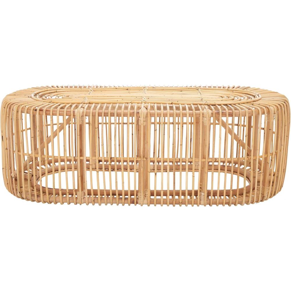 image:imageSAFAVIEH Home Collection Jabez Natural Honey Brown Oval Rattan Coffee Table Fully Assembled Tropical Coastal Design COF6509AHoney Natural