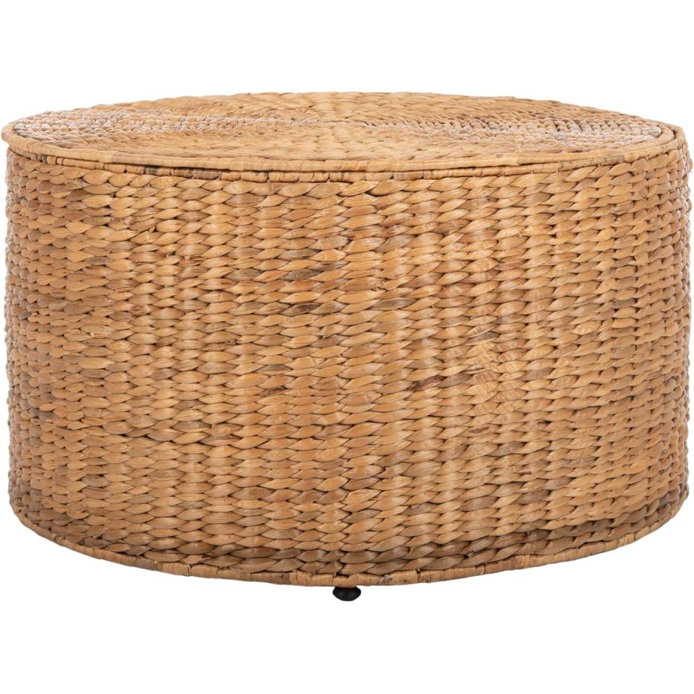 image:imageSAFAVIEH Home Collection Jesse Grey Wicker Storage Round Coffee Table Fully Assembled Handwoven Rattan with LiftOff Lid amp CottonLined Interior Decorative Living Room Accent SEA7034BNatural