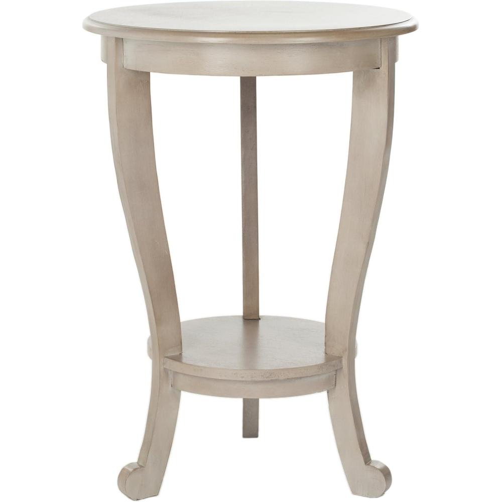 image:imageSAFAVIEH Home Collection Mary Vintage Grey Pedestal End Table with Shelf Classic Cabriole Design Round Accent Table for Living Room or Bedroom AMH5711AVintage Grey