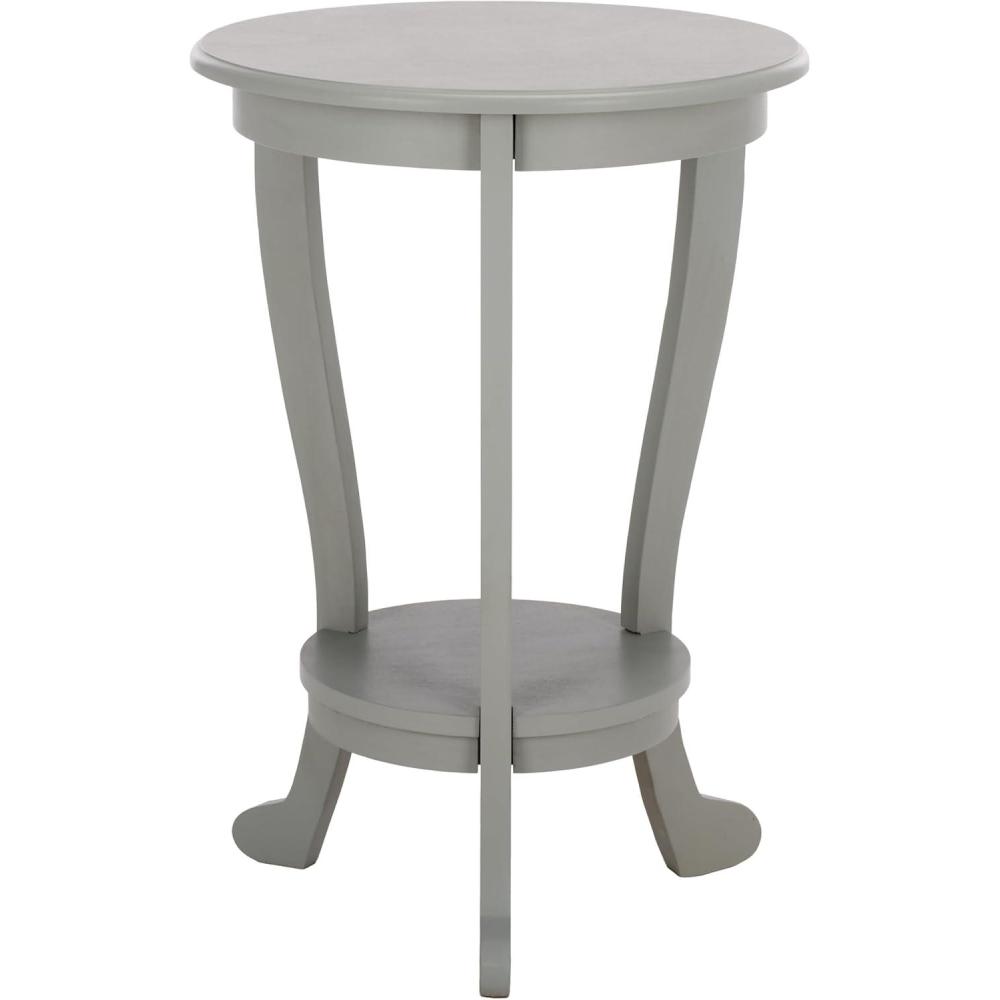 image:imageSAFAVIEH Home Collection Mary Vintage Grey Pedestal End Table with Shelf Classic Cabriole Design Round Accent Table for Living Room or Bedroom AMH5711ARobins Egg Blue