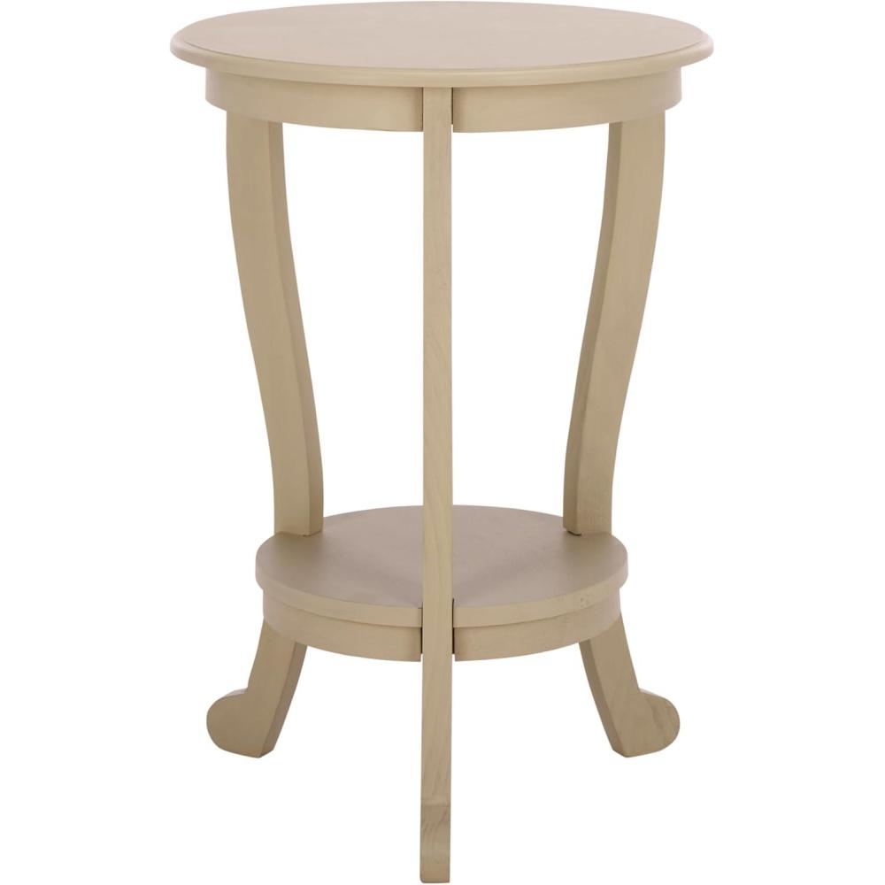 image:imageSAFAVIEH Home Collection Mary Vintage Grey Pedestal End Table with Shelf Classic Cabriole Design Round Accent Table for Living Room or Bedroom AMH5711ASand
