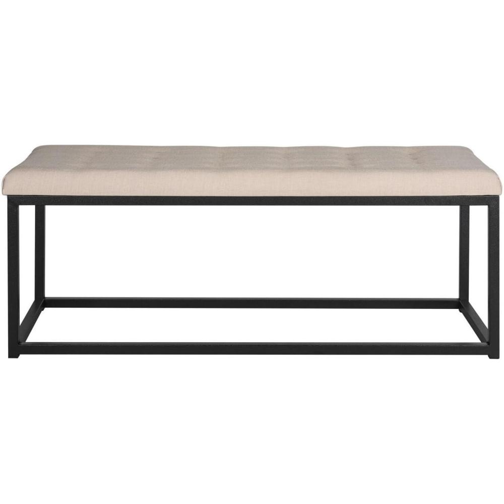 image:imageSAFAVIEH Home Collection  Reynolds Black Tufted Upholstered Accent Bench Modern ParsonsStyle Open Frame Bench with Brass Legs for Bedroom Entryway or Living Room FOX6225EBeige  Black