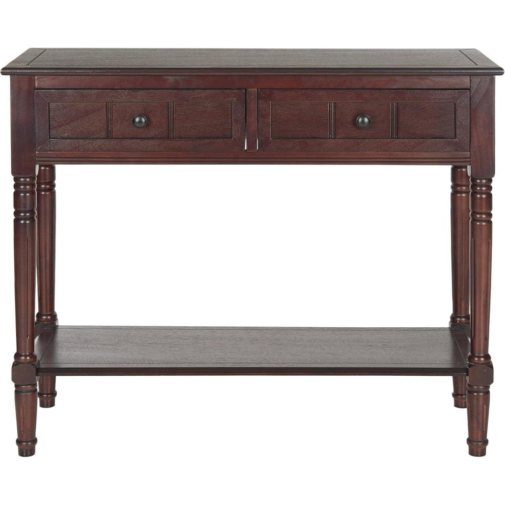 image:imageSAFAVIEH Home Collection Samantha Entryway Console Table Vintage Grey 2Drawer Storage Sofa Table AMH5710ADark Cherry