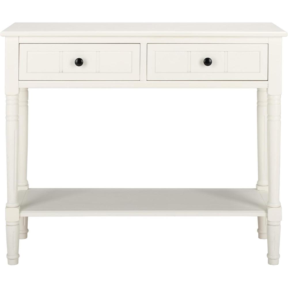 image:imageSAFAVIEH Home Collection  Samantha Entryway Console Table Vintage Grey 2Drawer Storage Sofa Table AMH5710ADistressed Cream