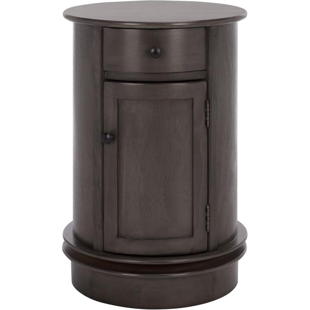 image:imageSAFAVIEH Home Collection  Tabitha Dark Cherry Round Swivel Storage End Table Farmhouse Accent Table with Drawer amp Cabinet Fully Assembled AMH5712DBlack