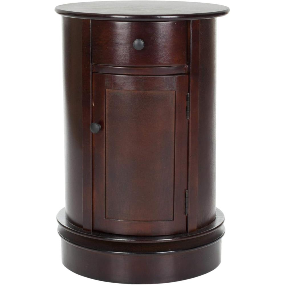image:imageSAFAVIEH Home Collection  Tabitha Dark Cherry Round Swivel Storage End Table Farmhouse Accent Table with Drawer amp Cabinet Fully Assembled AMH5712DDark Cherry