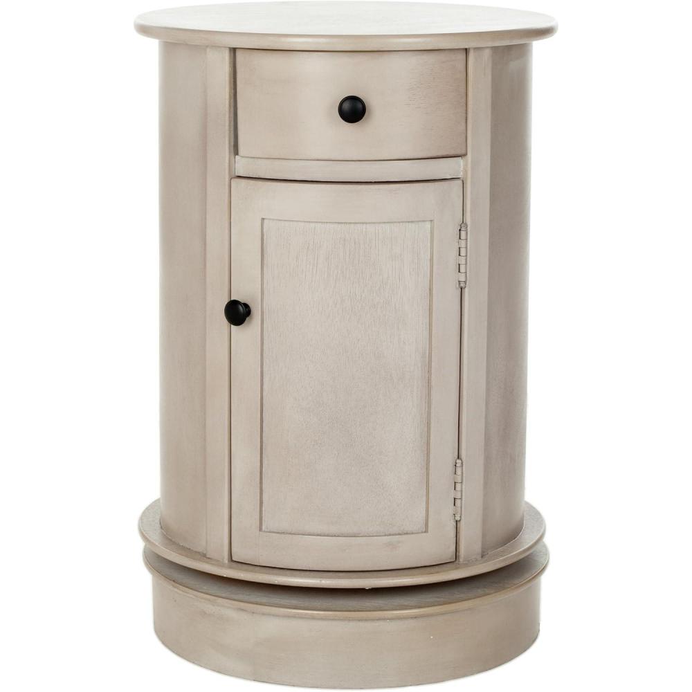 image:imageSAFAVIEH Home Collection  Tabitha Dark Cherry Round Swivel Storage End Table Farmhouse Accent Table with Drawer amp Cabinet Fully Assembled AMH5712DVintage Grey