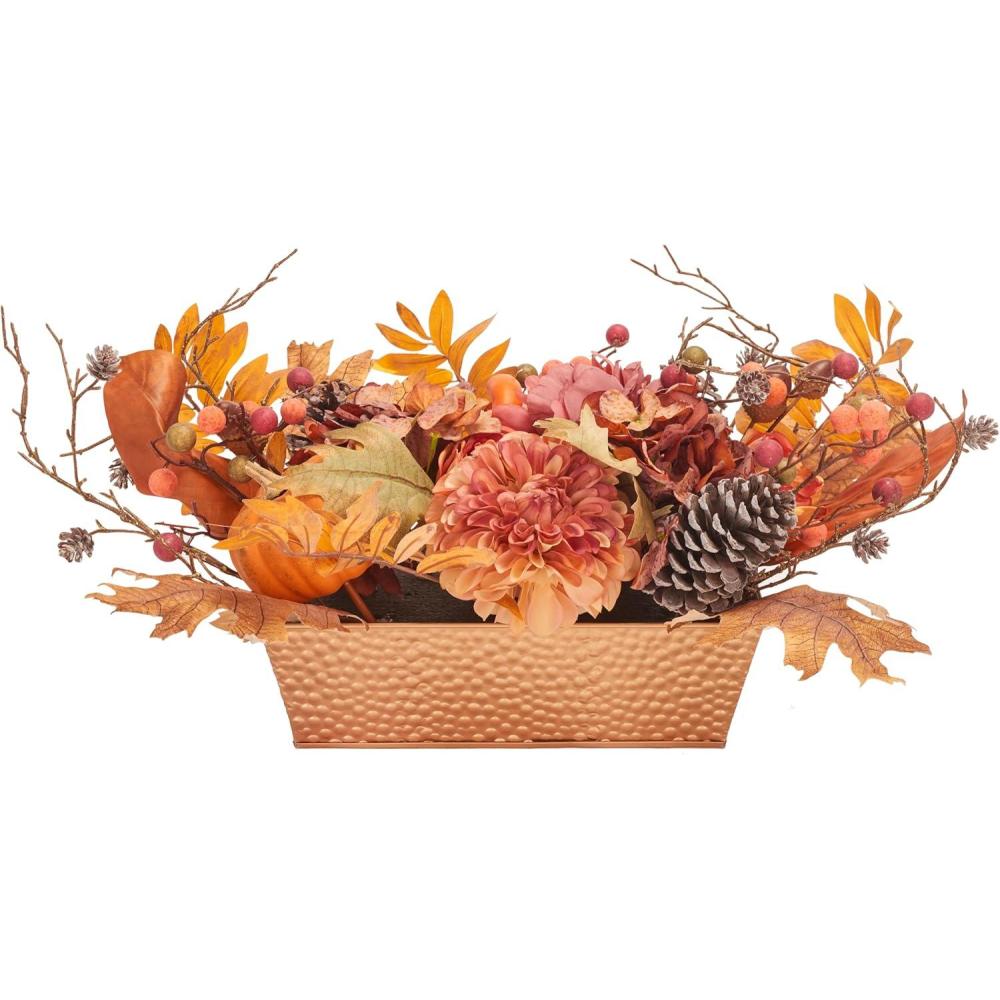 image:imageSAFAVIEH Home Collection 25inch Decorative Artificial Peony amp Pumpkin Potted Arrangement Fully AssembledMulti Color