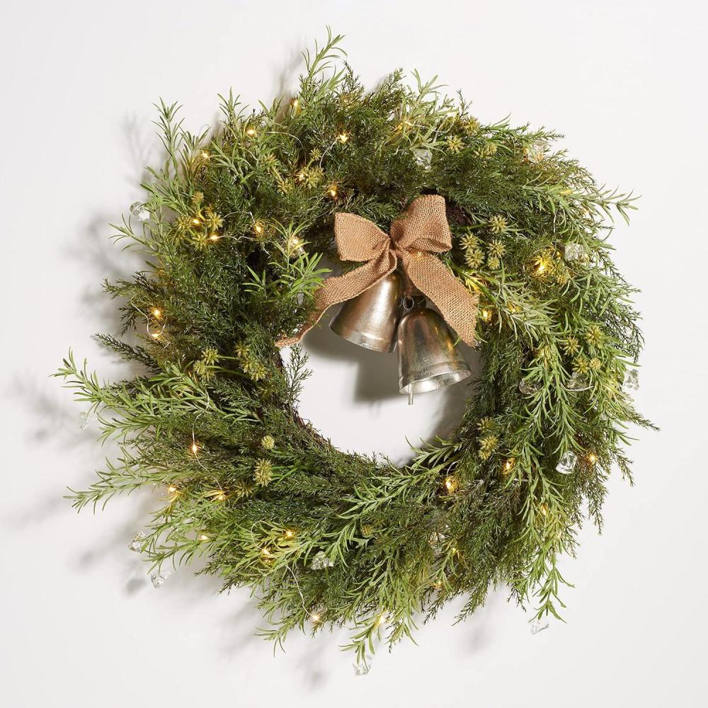 image:imageSAFAVIEH Home Collection 31inch Decorative Artificial Berry amp Pine Cone Wreath with Bow Fully AssembledGreen