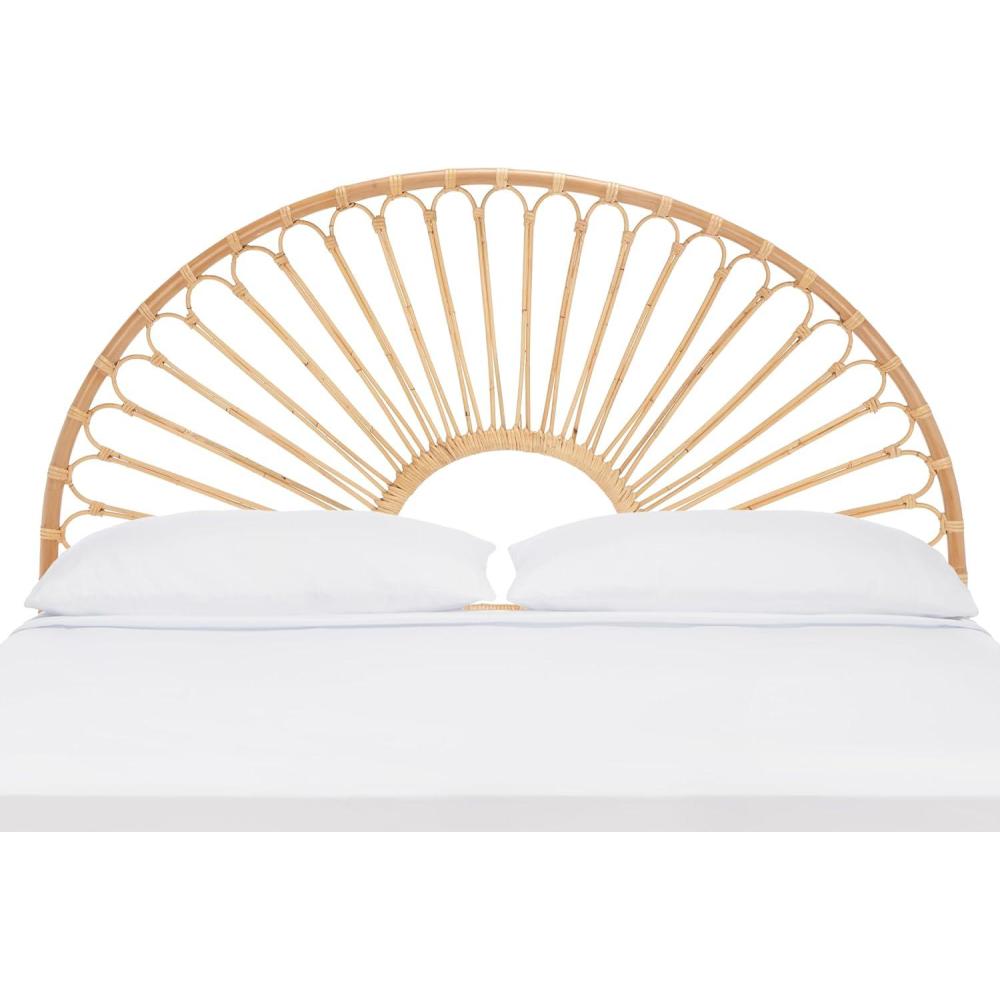 image:imageSAFAVIEH Home Collection Faris Natural Rattan Arched Full Size HeadboardNatural